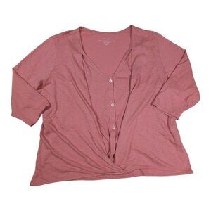 Pure Jill Womens Pink Ginger Cotton Modal Cross-Front Top 2X